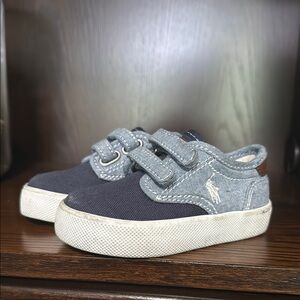 Polo by Ralph Lauren Blue and White Sneakers with Velcro Straps